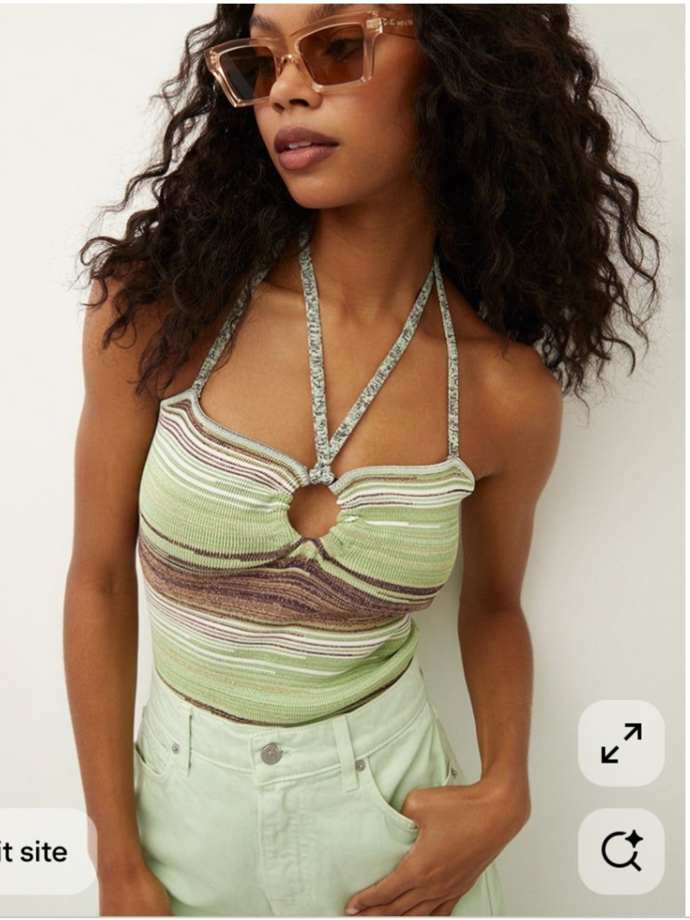 Veronica Beard - Velza Knit Tank Striped, Multi Colour Halterneck Top